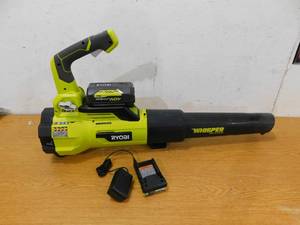 lot 76 image: RYOBI 40V Brushless 125 MPH 550 CFM Cordless Battery Whisper Series Jet Fan Blower with 4.0 Ah Battery and Charger
