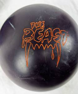 lot 83 image: 15-Lb Beast Columbia 300 Orange Dot Bowling Ball, AMF Bag