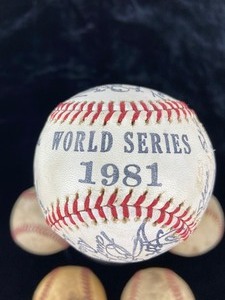 lot 127 image: 1981 World Series Baseball, Twins 1987 Homer Hankies with a little Kirby Puckett for Good Luck