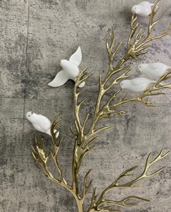 lot 5 image: Vintage BIJAN Hollywood Regency Brass & Porcelain Bird Branch Wall Decor
