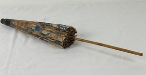 lot 133 image: Vintage Fabric Parasol with Bamboo Handle