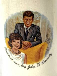 lot 60 image: JFK Collectible Porcelain Vessel, 1963 JFK Stamp, Related Vintage Clippings and More