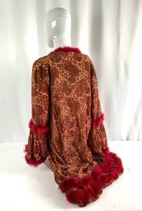 lot 17 image: Antique Gorgeous VALQUEJAN Velvet & Feather Lounge Coat- Made in France