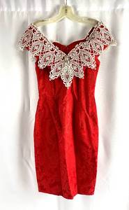 lot 63 image: Vintage 1980s Red Formal Dress by SCOTT McCLINTOCK