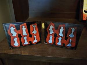 lot 75 image: Set of Handmade Enamel Bookends