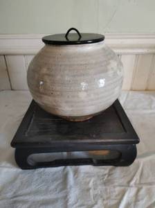 lot 17 image: Unmarked Stoneware Vessel with Display Stand