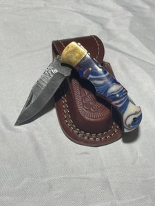 Custom Damascus Steel Folding Knife