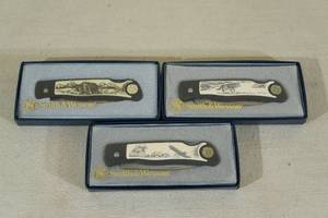 3 Smith & Wesson Scrimshaw Design Folding Knives