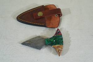 Push Dagger with Damascus Style Blade - Tri-Color Handle