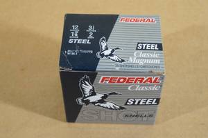 25 Federal Classic Magnum 12 Gauge 3-12 2 Shot Steel Shot Shells