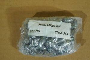 100 Cast 9mm .356 122 Gr RN Bullets