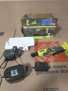lot 14 image: RYOBI ONE 18V Cordless 38 in. 4-Postion Ratchet Kit with (1) 1.5 Ah Battery and Charger