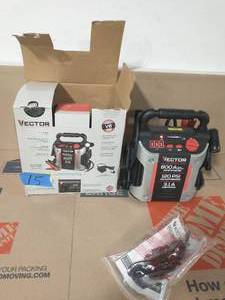 lot 15 image: VECTOR 800 Peak Amp Portable Car Jump Starter with 120 PSI Compressor