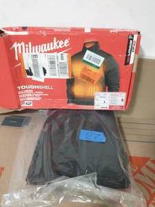 lot 27 image: MILWAUKEE Mens Large M12 12V Lithium-Ion Cordless TOUGHSHELL Black Heated Jacket