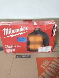 lot 29 image: MILWAUKEE Mens Large M12 12V Lithium-Ion Cordless TOUGHSHELL Black Heated JACKET ONLY