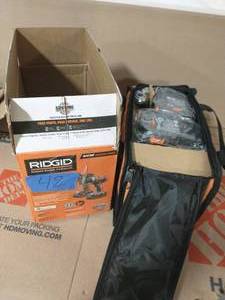 lot 42 image: RIDGID 18V Lithium-Ion Cordless DrillDriver and Impact Driver 2-Tool Combo Kit with (2) 2.0 Ah Batteries, Charger and Bag
