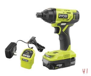 lot 41 image: RYOBI ONE 18V Cordless 14 in. Impact Driver Kit with 1.5 Ah Battery and Charger
