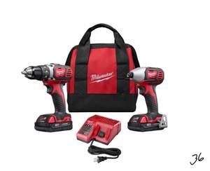 lot 36 image: MILWAUKEE M18 18-Volt Lithium-Ion Cordless Drill DriverImpact Driver Combo Kit w Two 1.5Ah Batteries, Charger Tool Bag (2-Tool)