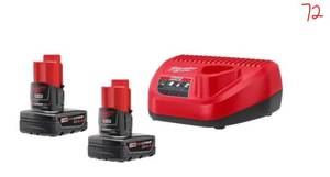 lot 72 image: MILWAUKEE M12 12-Volt Lithium-Ion Starter Kit with Two 6.0 Ah Battery Packs and Charger