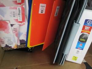 lot 7 image: box of binders , zipper binder , pl...