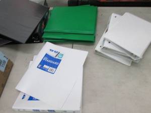 lot 17 image: box of binders, folders  and 5 tab ...