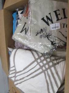 lot 21 image: box of decorative throw pillow cove...