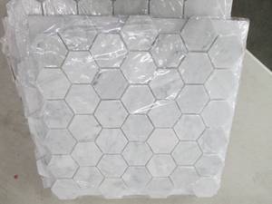 lot 58 image: 7 carrara white 2 inch hexagon 12 i...