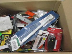 lot 138 image: box of tools and door handles and o...