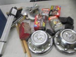 lot 245 image: blue tote of fram oil filters, moti...