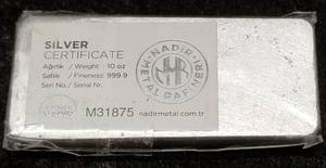 10 TROY OZ .999 FINE SILVER BAR NADIR METALS SEALED