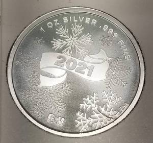 2021 CHRISTMAS SANTA 1 TROY OZ .999 FINE SILVER IN PLASTIC