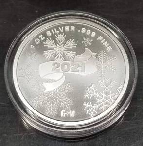2021 CHRISTMAS SANTA 1 TROY OZ .999 FINE SILVER IN AIRTITE