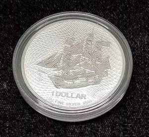 2022 COOK ISLAND SHIP BOUNTY 1 TROY OZ .9999 FINE SILVER IN AIRTITE