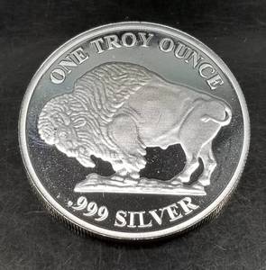 1 TROY OZ .999 FINE SILVER INDIAN BUFFALO ROUND
