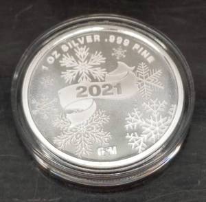 2021 CHRISTMAS SANTA 1 TROY OZ .999 FINE SILVER IN AIRTITE