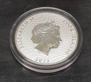 2022 COOK ISLANDS SHIP BOUNTY 1 TROY OZ .9999 FINE SILVER IN AIRTITE