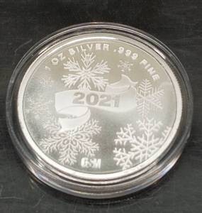 2021 CHRISTMAS SANTA 1 TROY OZ .999 FINE SILVER IN AIRTITE