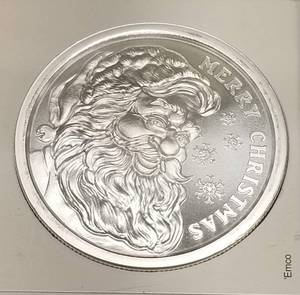 2021 CHRISTMAS SANTA 1 TROY OZ .999 FINE SILVER IN PLASTIC