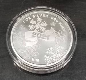 2021 CHRISTMAS SANTA 1 TROY OZ .999 FINE SILVER IN AIRTITE