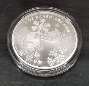2021 CHRISTMAS SANTA 1 TROY OZ .999 FINE SILVER IN AIRTITE