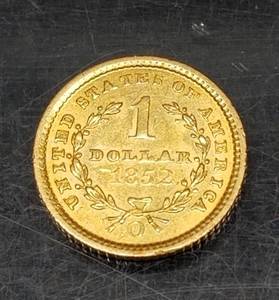 1852-O US GOLD DOLLAR AU