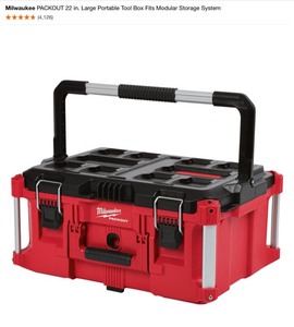 lot 12 image: Milwaukee PACKOUT 22 in. Large Portable Tool Box & 18.6 in. Tool Storage Crate Bin. See Pictures