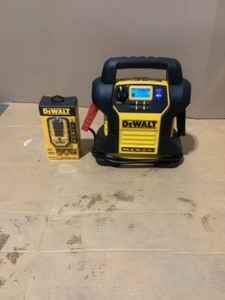 lot 17 image: DEWALT 1400 Peak Amp Portable Car Jump Starter & 140-Watt Portable Car Power Inverter with Dual USB Ports. See Pictures