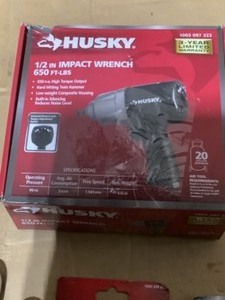 lot 25 image: Husky 38 Torque Wrench, 12 in. Impact Wrench, Wire Stripper & More Ratchets & Wrenchs. Various Conditions. See Pictures