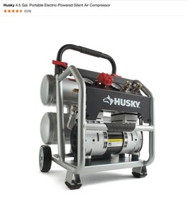 lot 31 image: Husky 4.5 Gal. Portable Electric-Powered Silent Air Compressor. See Pictures