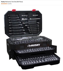 lot 39 image: Husky Ratcheting SAE Combination Wrench Set (7-Piece) & Mechanics Tool Set (290-Piece). See Pictures