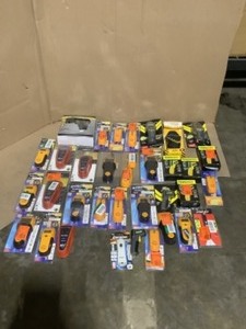 lot 42 image: Assorted Brands of Stud Finders, Hawkeye Thermometers & Defiant Spotlight. Various Conditions. See Pictures