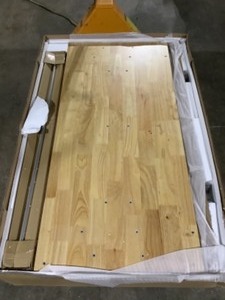 lot 50 image: Husky 52 in. Adjustable Height Work Table with 2-Drawers in White. See Pictures