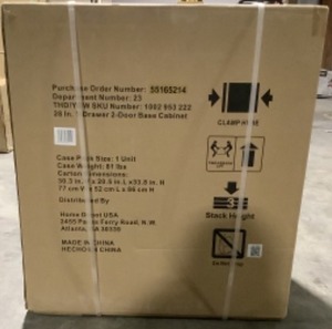 lot 55 image: Husky Ready-to-Assemble 24-Gauge Steel 1-Drawer 2-Door Garage Base Cabinet in Black (28 in. W x 33 in. H x 18 in. D). See Pictures