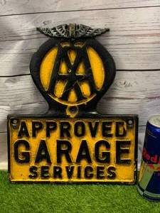 lot 39 image: Cast Iron AA Approved Garage Services Plaque Sign 11 Tall